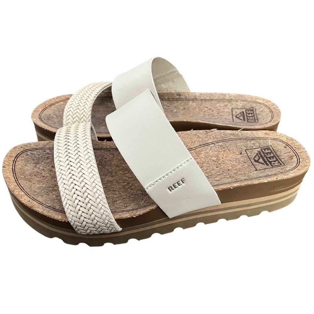 Reef Womens 9 Cushioned Vista Hi Platform Wedge Slide Sandals Vintage Vegan
